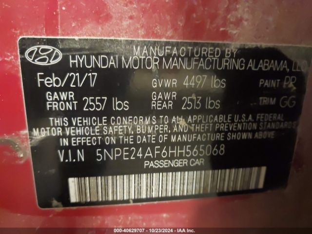 Photo 8 VIN: 5NPE24AF6HH565068 - HYUNDAI SONATA 