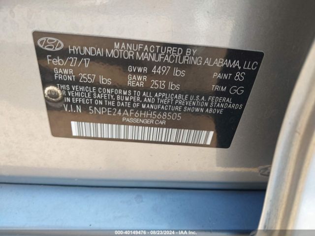 Photo 8 VIN: 5NPE24AF6HH568505 - HYUNDAI SONATA 