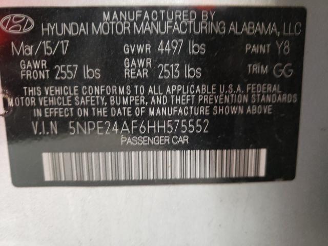 Photo 9 VIN: 5NPE24AF6HH575552 - HYUNDAI SONATA SE 