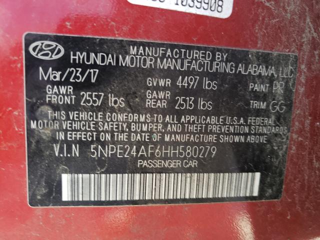 Photo 9 VIN: 5NPE24AF6HH580279 - HYUNDAI SONATA SE 