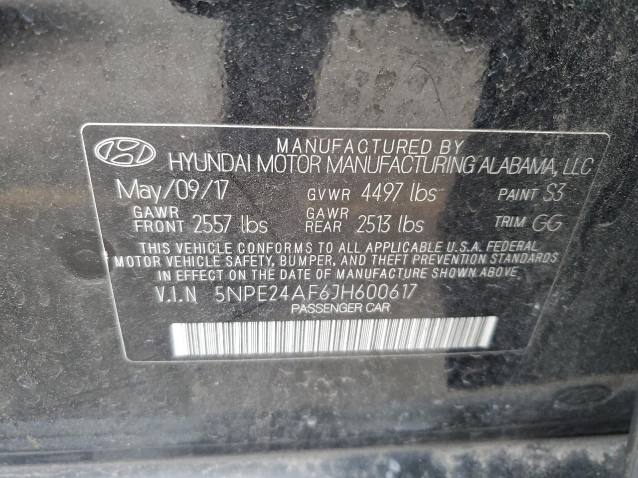 Photo 11 VIN: 5NPE24AF6JH600617 - HYUNDAI SONATA 