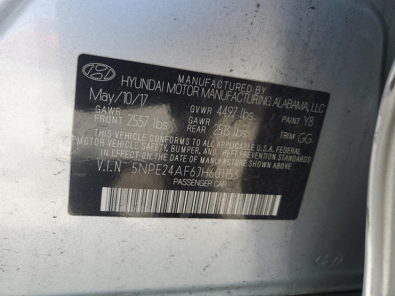 Photo 11 VIN: 5NPE24AF6JH601153 - HYUNDAI SONATA 