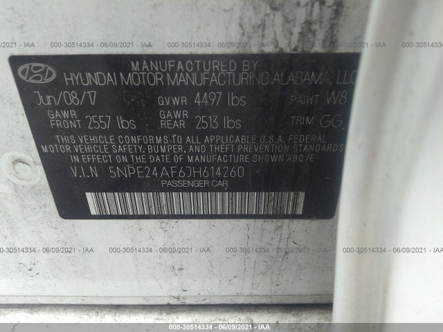 Photo 8 VIN: 5NPE24AF6JH614260 - HYUNDAI SONATA 