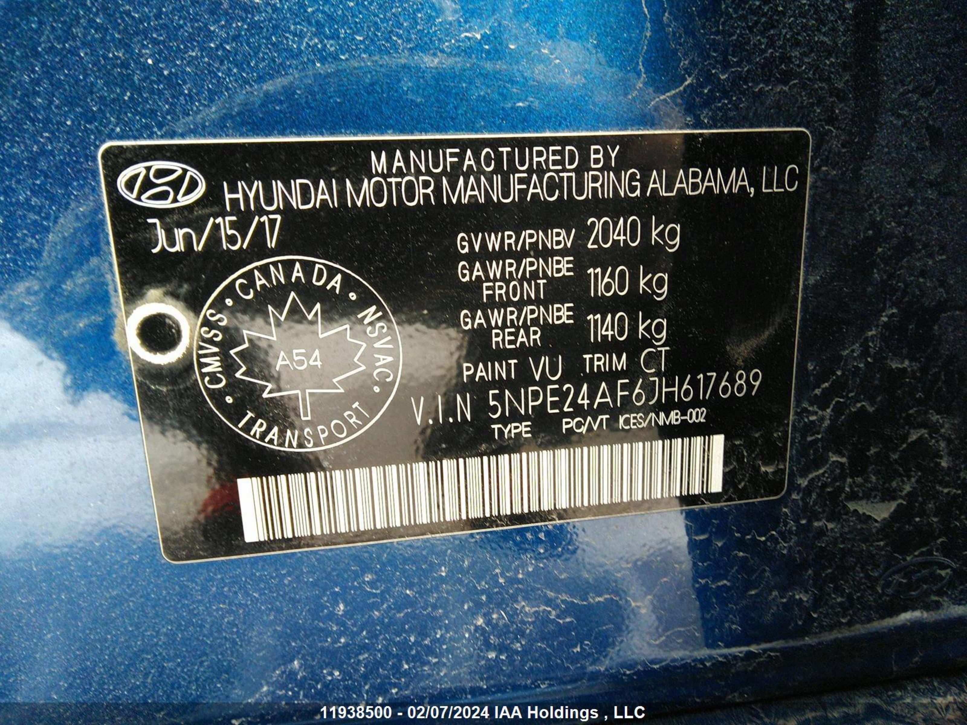 Photo 8 VIN: 5NPE24AF6JH617689 - HYUNDAI SONATA 