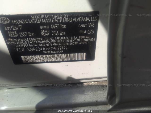 Photo 8 VIN: 5NPE24AF6JH622472 - HYUNDAI SONATA 