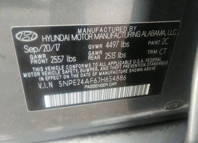 Photo 8 VIN: 5NPE24AF6JH654886 - HYUNDAI SONATA 