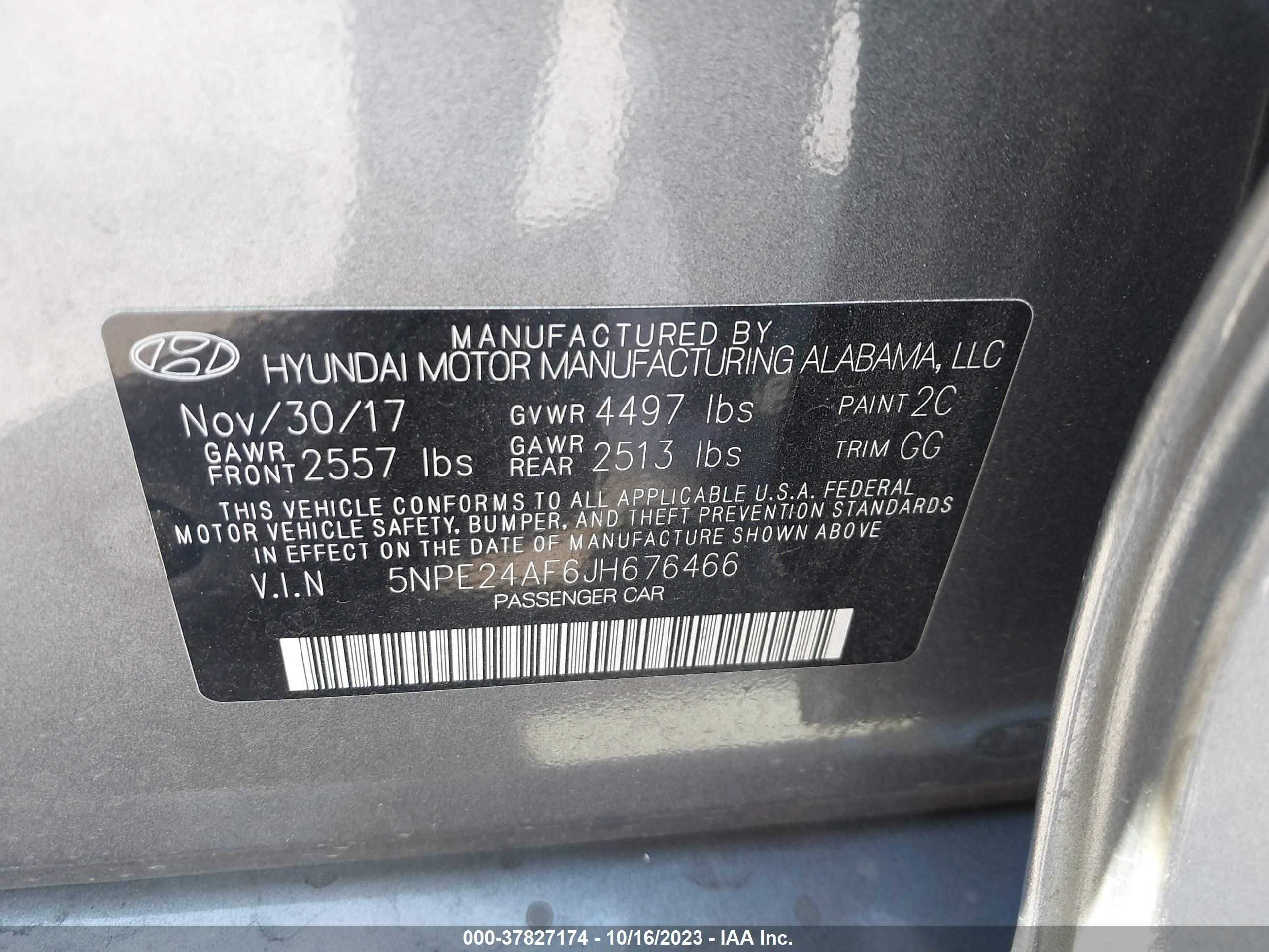 Photo 8 VIN: 5NPE24AF6JH676466 - HYUNDAI SONATA 