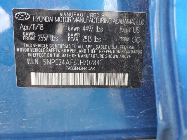 Photo 11 VIN: 5NPE24AF6JH702841 - HYUNDAI SONATA 