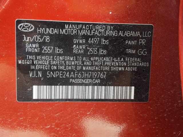 Photo 9 VIN: 5NPE24AF6JH719767 - HYUNDAI SONATA SE 