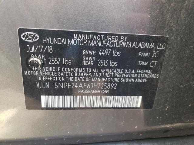 Photo 9 VIN: 5NPE24AF6JH725892 - HYUNDAI SONATA SE 