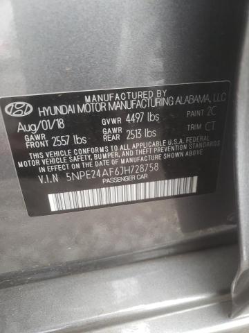 Photo 9 VIN: 5NPE24AF6JH728758 - HYUNDAI SONATA SE 