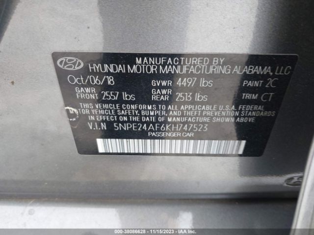 Photo 8 VIN: 5NPE24AF6KH747523 - HYUNDAI SONATA 