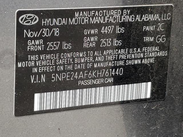 Photo 9 VIN: 5NPE24AF6KH761440 - HYUNDAI SONATA SE 