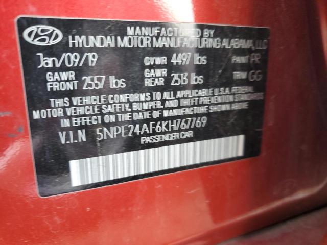 Photo 9 VIN: 5NPE24AF6KH767769 - HYUNDAI SONATA SE 