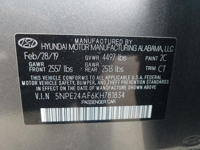 Photo 9 VIN: 5NPE24AF6KH781834 - HYUNDAI SONATA SE 