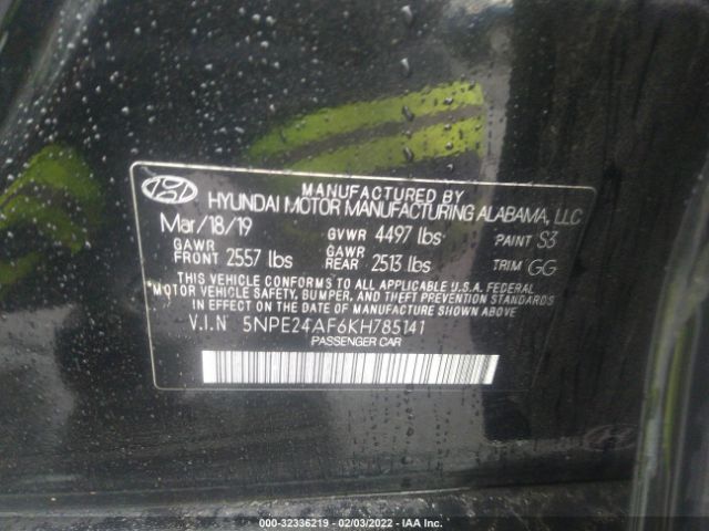 Photo 8 VIN: 5NPE24AF6KH785141 - HYUNDAI SONATA 