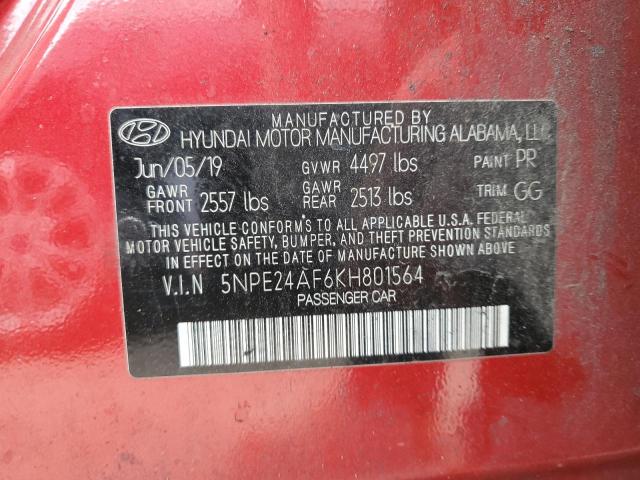 Photo 12 VIN: 5NPE24AF6KH801564 - HYUNDAI SONATA 