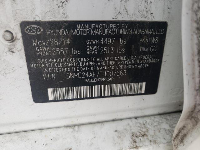 Photo 9 VIN: 5NPE24AF7FH007663 - HYUNDAI SONATA SE 