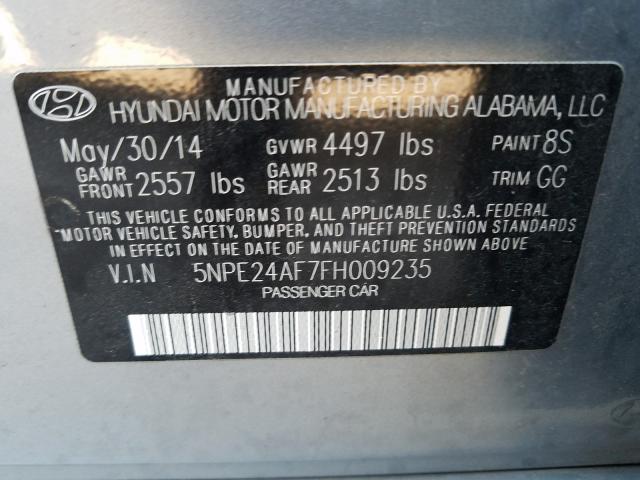 Photo 9 VIN: 5NPE24AF7FH009235 - HYUNDAI SONATA SE 