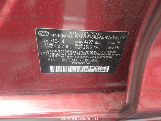 Photo 8 VIN: 5NPE24AF7FH016931 - HYUNDAI SONATA 