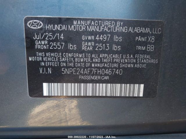 Photo 8 VIN: 5NPE24AF7FH046740 - HYUNDAI SONATA 