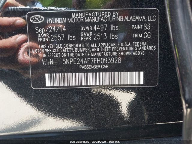 Photo 8 VIN: 5NPE24AF7FH093928 - HYUNDAI SONATA 