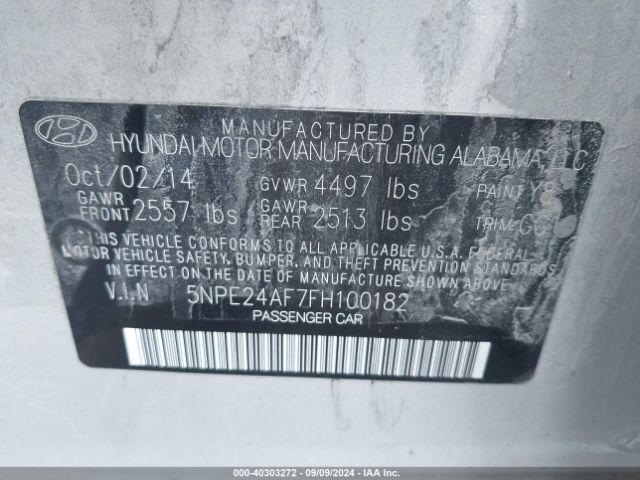 Photo 8 VIN: 5NPE24AF7FH100182 - HYUNDAI SONATA 