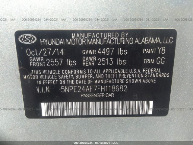 Photo 8 VIN: 5NPE24AF7FH118682 - HYUNDAI SONATA 