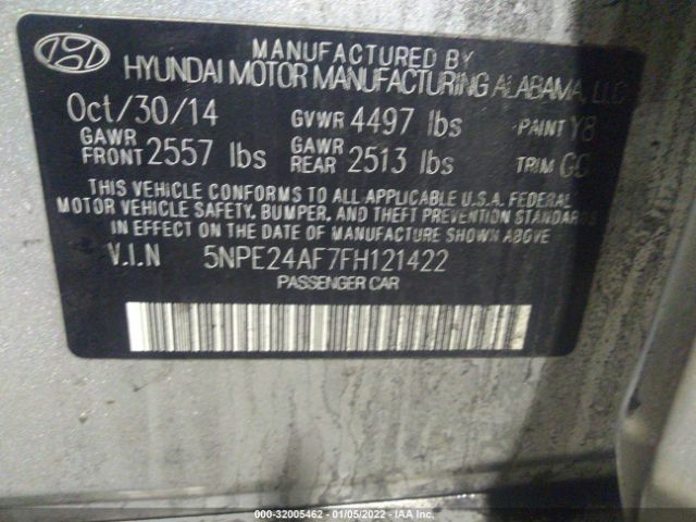 Photo 8 VIN: 5NPE24AF7FH121422 - HYUNDAI SONATA 