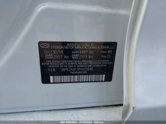 Photo 8 VIN: 5NPE24AF7FH121646 - HYUNDAI SONATA 