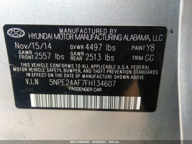 Photo 8 VIN: 5NPE24AF7FH134607 - HYUNDAI SONATA 