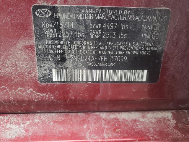 Photo 12 VIN: 5NPE24AF7FH137099 - HYUNDAI SONATA SE 