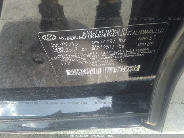 Photo 8 VIN: 5NPE24AF7FH162178 - HYUNDAI SONATA 