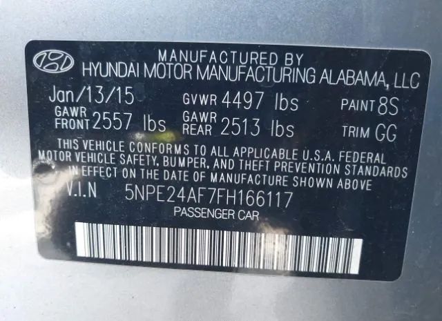 Photo 8 VIN: 5NPE24AF7FH166117 - HYUNDAI SONATA 