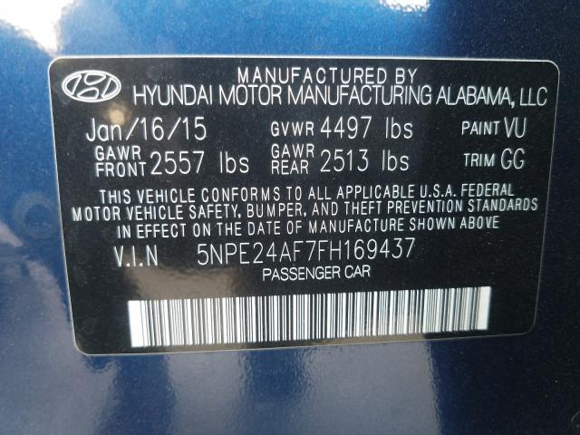 Photo 9 VIN: 5NPE24AF7FH169437 - HYUNDAI SONATA SE 