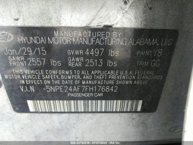 Photo 8 VIN: 5NPE24AF7FH176842 - HYUNDAI SONATA 