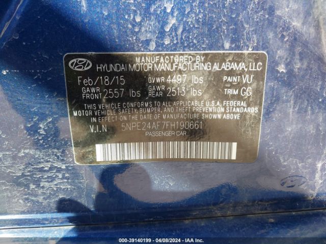 Photo 8 VIN: 5NPE24AF7FH190661 - HYUNDAI SONATA 