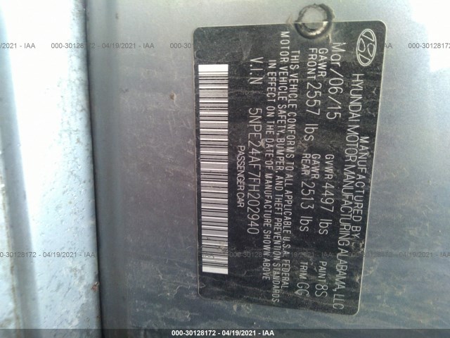 Photo 8 VIN: 5NPE24AF7FH202940 - HYUNDAI SONATA 