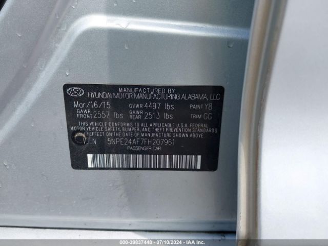 Photo 8 VIN: 5NPE24AF7FH207961 - HYUNDAI SONATA 