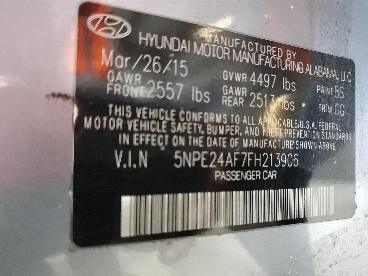 Photo 12 VIN: 5NPE24AF7FH213906 - HYUNDAI SONATA 