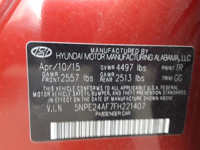 Photo 9 VIN: 5NPE24AF7FH221407 - HYUNDAI SONATA SE 