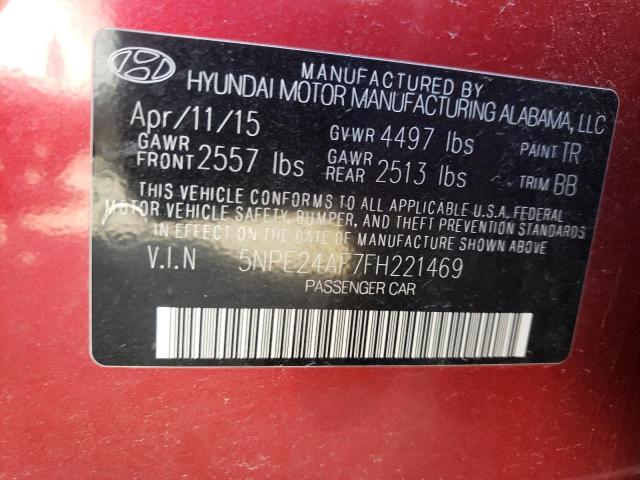 Photo 9 VIN: 5NPE24AF7FH221469 - HYUNDAI SONATA SE 