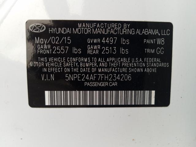 Photo 9 VIN: 5NPE24AF7FH234206 - HYUNDAI SONATA SE 