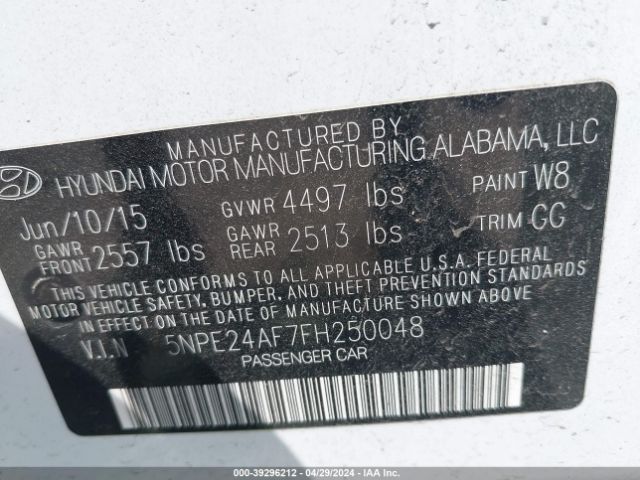 Photo 8 VIN: 5NPE24AF7FH250048 - HYUNDAI SONATA 