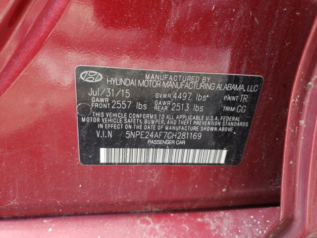 Photo 9 VIN: 5NPE24AF7GH281169 - HYUNDAI SONATA SE 