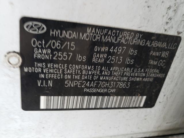 Photo 9 VIN: 5NPE24AF7GH317863 - HYUNDAI SONATA SE 