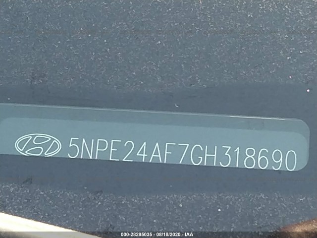 Photo 8 VIN: 5NPE24AF7GH318690 - HYUNDAI SONATA 