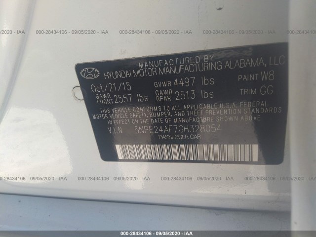 Photo 8 VIN: 5NPE24AF7GH328054 - HYUNDAI SONATA 