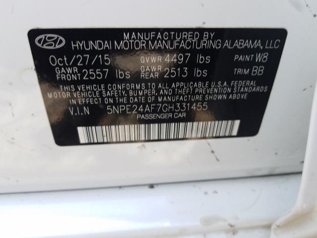 Photo 9 VIN: 5NPE24AF7GH331455 - HYUNDAI SONATA SE 