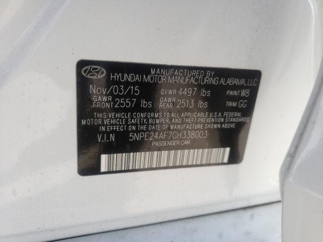 Photo 9 VIN: 5NPE24AF7GH338003 - HYUNDAI SONATA SE 